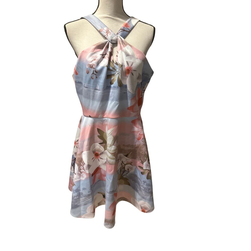 ⭐️ Womens Ted Baker London Floral Halter Skater Dress Size 5 Preppy Cottagecore
